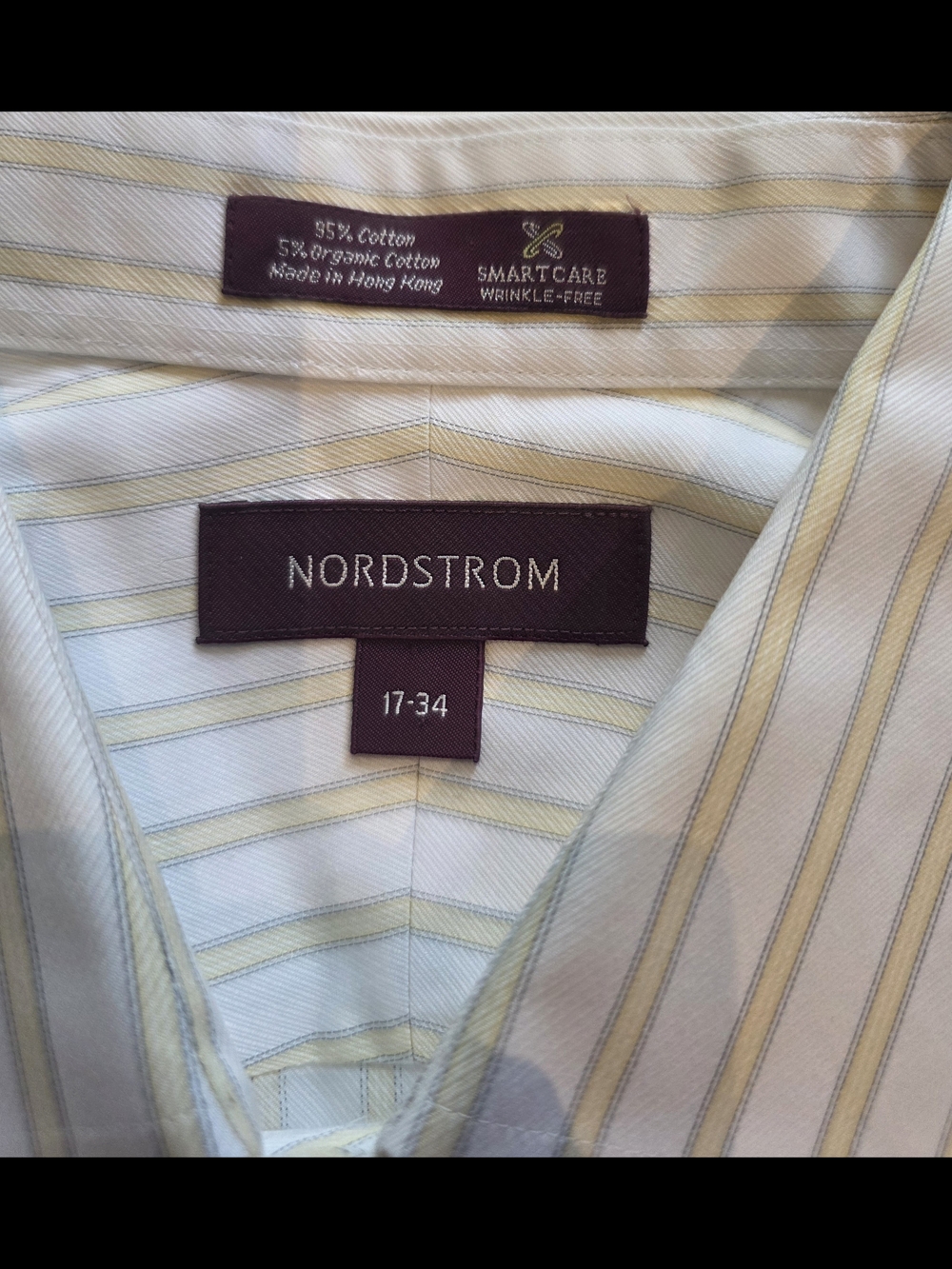 Nordstrom Men’s White Dress Shirt with Yellow Stripes